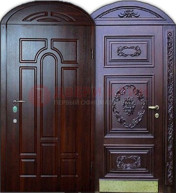 Стильная железная арочная дверь с декоративным элементом ДА-24 в Туле