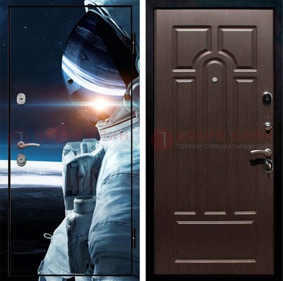 Синяя стальная дверь с фотопечатью ДФ-4 в Липецке
