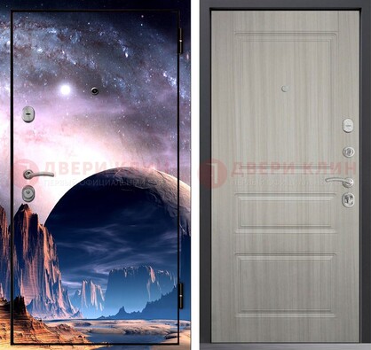 Железная дверь с фотопечатью космоса и планеты ДФ-50 в Липецке