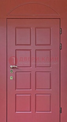 Красная стальная дверь с верхней фрамугой ДФГ-13 в Липецке