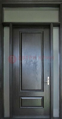 Черная металлическая дверь с фрамугами и стеклом ДФГ-24 в Ростове-На-Дону