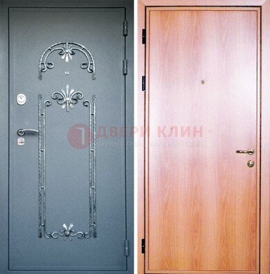 Железная дверь с ковкой ламинат внутри ДК-11 в квартиру в Липецке