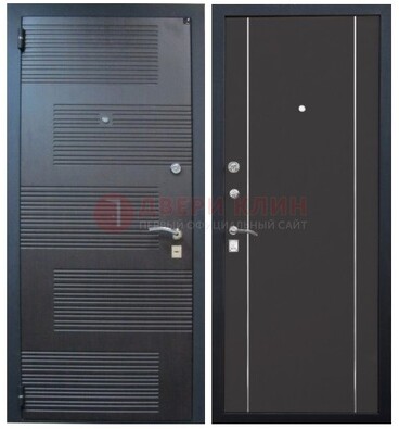 Темная металлическая дверь с МДФ ДМ-105 в деревянный дом в Екатеринбурге