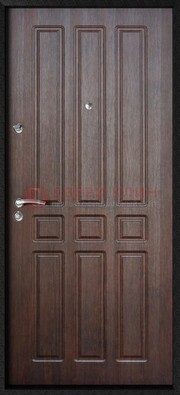 Темная железная дверь с МДФ ДМ-141 в панельный дом в Липецке