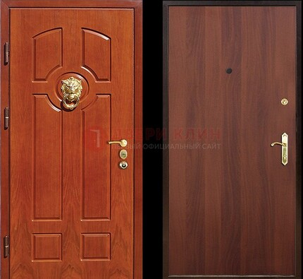 Оранжевая стальная дверь с МДФ ламинат внутри ДМ-18 в квартиру в Екатеринбурге