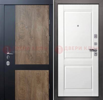 Черно-коричневая входная дверь с терморазрывом и МДФ ДМ-192 в Дмитрове