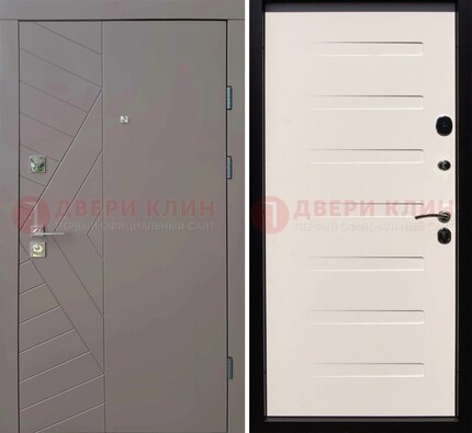 Коричневая стальная филенчатая дверь с МДФ ДМ-199 в Липецке