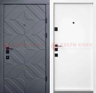 Темная уличная дверь с филенчатой МДФ внутри ДМ-205 в Липецке