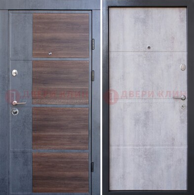 Серая железная дверь коричневой вставкой МДФ ДМ-211 в Самаре