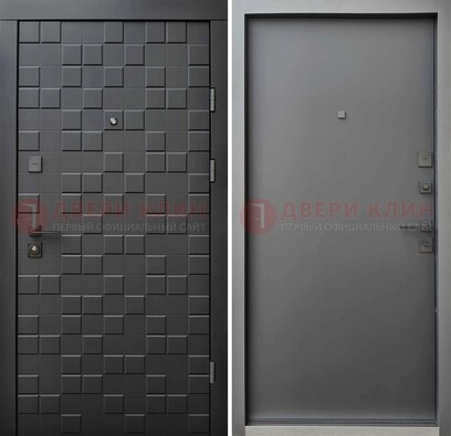 Темная стальная филенчатая дверь с МДФ ДМ-221 в Липецке