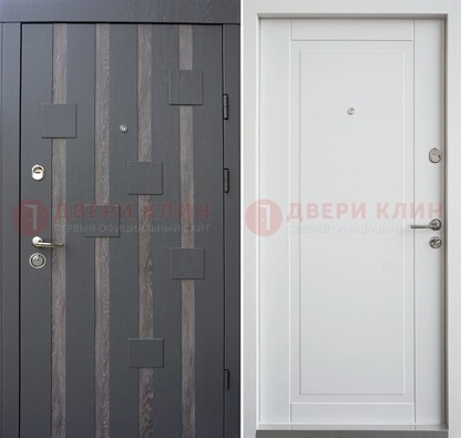 Черная металлическая дверь c МДФ и стеклом ДМ-231 в Екатеринбурге