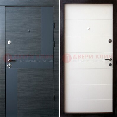 Черная стальная дверь c МДФ в молочном цвете ДМ-235 в Екатеринбурге