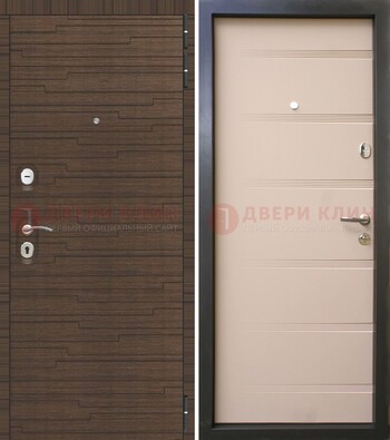 Светлая железная дверь c фрезерованной МДФ ДМ-248 в Липецке