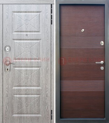 Филенчатая входная дверь c МДФ Беленый дуб ДМ-252 в Екатеринбурге