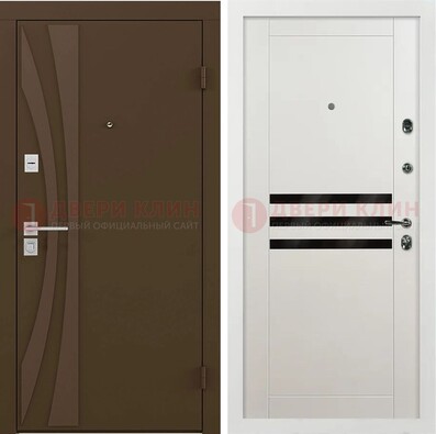Темная стальная коричневая дверь с МДФ панелями ДМ-293 в Липецке