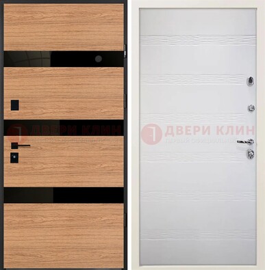 Металлическая темная дверь с МДФ в цвете Итальянский орех ДМ-312 в Екатеринбурге