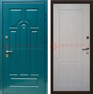 Синяя железная дверь с МДФ в квартиру ДМ-396 в Солнечногорске