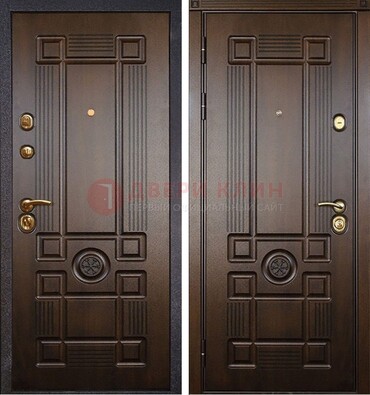 Квартирная коричневая железная дверь с МДФ ДМ-45 в Екатеринбурге
