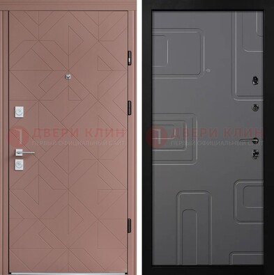 Красная стальная дверь в квартиру с МДФ хайтек ДМ-493 в Липецке
