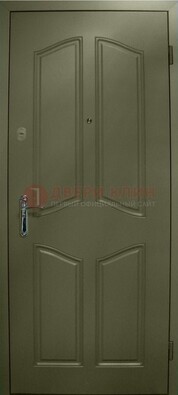 Зеленая стальная дверь с МДФ ДМ-49 в дом в Липецке
