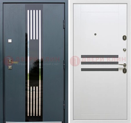 Темная квартирная дверь с разными МДФ ДМ-504 в Липецке