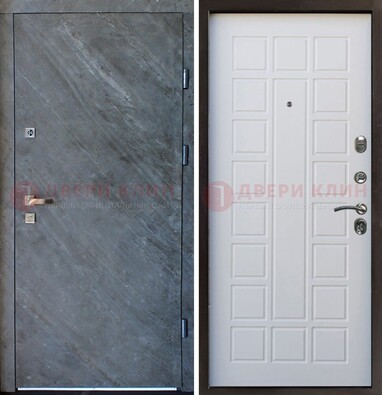 Железная дверь с МДФ серая и белая ДМ-505 в Липецке