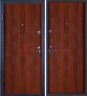 Коричневая стальная дверь с МДФ ДМ-81 для частного дома в Липецке