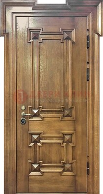 Филенчатая железная дверь с массивом дуба ДМД-56 в Липецке