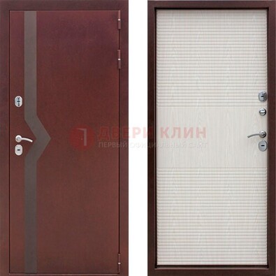Бордовая металлическая дверь с порошковым напылением ДП-100 в Екатеринбурге