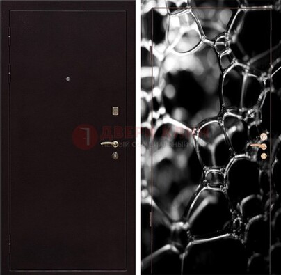 Черная стальная дверь с порошковым окрасом с фотопечатью ДП-158 в Липецке