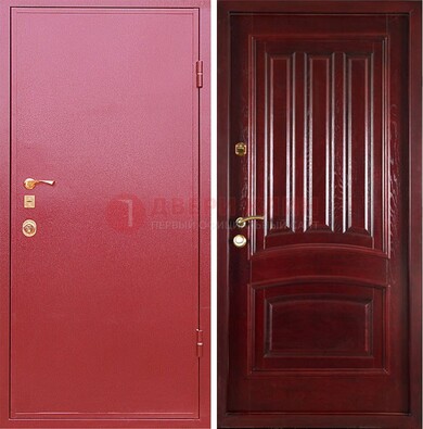Красная металлическая дверь с порошковым напылением ДП-165 в Липецке