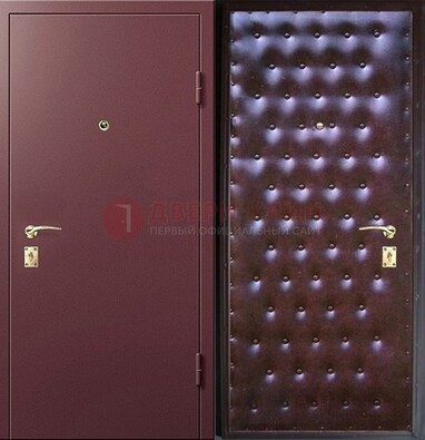 Бордовая железная дверь с порошковым напылением ДП-177 в Уфе