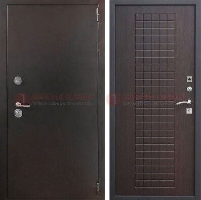 Железная дверь с порошковым покрытием Антик медь/Темный орех ДП-222 в Липецке