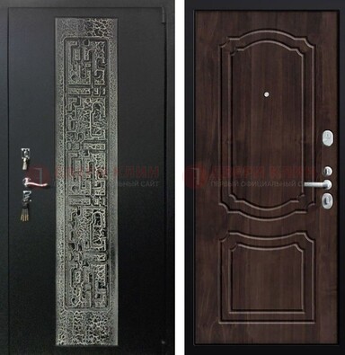 Темная входная дверь с порошковым покрытием и МДФ внутри ДП-224 в Гатчине