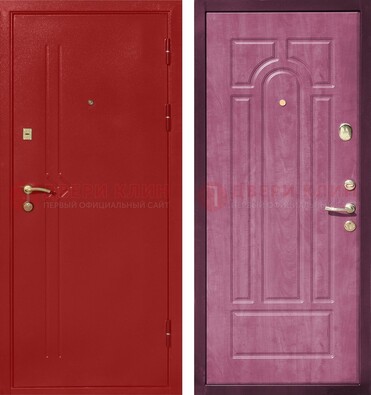 Красная входная дверь с порошковым напылением ДП-240 в Коломне