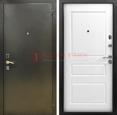 Входная дверь Темное серебро с порошковым напылением и белой МДФ ДП-272 в Липецке
