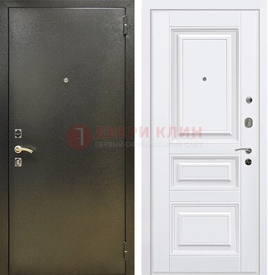 Железная темно-серая дверь с порошковым напылением и белой МДФ ДП-274 в Липецке