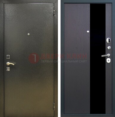 Входная темная дверь с порошковым покрытием и МДФ со стеклом ДП-294 в Екатеринбурге
