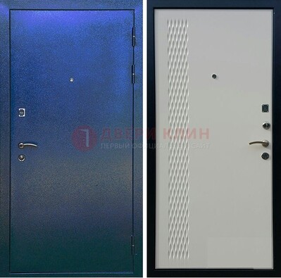 Синяя железная дверь с порошковым напылением ДП-49 в Липецке