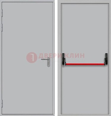 Белая металлическая противопожарная дверь с длинной ручкой ДПП-14 в Кашире