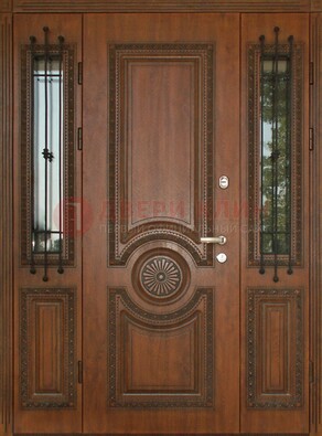 Парадная распашная стальная дверь Винорит со стеклом ДПР-106 в Липецке