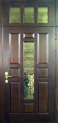 Парадная дверь со стеклянными вставками и ковкой ДПР-1 в офисное здание в Липецке
