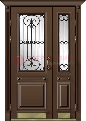 Стальная парадная дверь со вставками из стекла ДПР-32 для кирпичного дома в Сочи