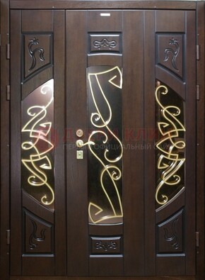 Парадная дверь со стеклом и ковкой ДПР-1 в каркасный дом в Сочи