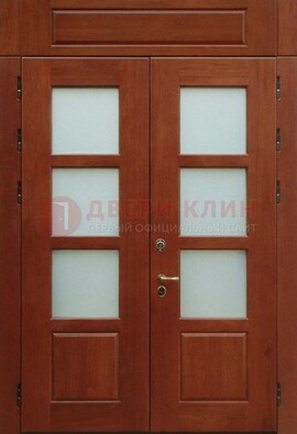 Металлическая парадная дверь со стеклом ДПР-69 для загородного дома в Сочи
