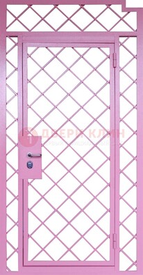 Розовая металлическая решетчатая дверь ДР-15 в Липецке