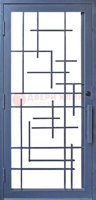 Современная железная решетчатая дверь синяя ДР-31 в Липецке