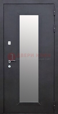 Черная стальная дверь порошок со стеклом ДС-33 в Липецке