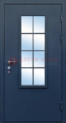 Темная металлическая дверь порошок со стеклом ДС-34 в Липецке