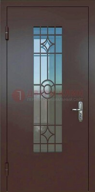 Входная металлическая дверь со стеклом для дома ДС-6 в Липецке